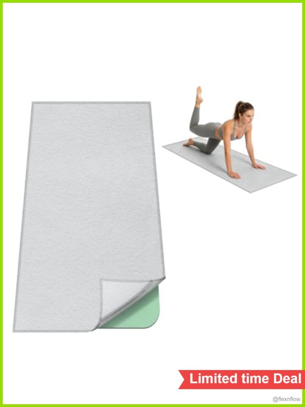 Non-Slip Yoga Mat with Towel Set 2 Piece with Corner Pockets & Carry Strap